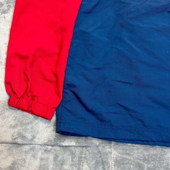 L.L. Bean Jacket Men's Sz M 1/2 Zip Windbreaker Hooded Anorak Red Blue - Picture 10 of 12